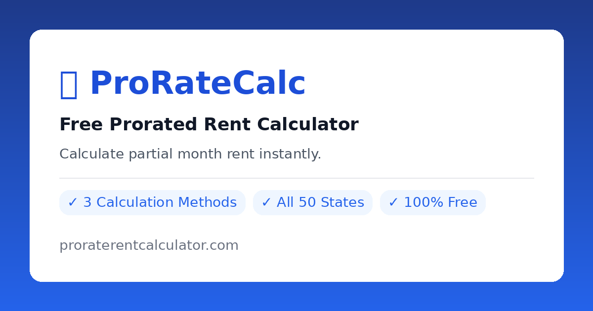 Prorated Rent Calculator — Calculate Partial Month Rent Instantly